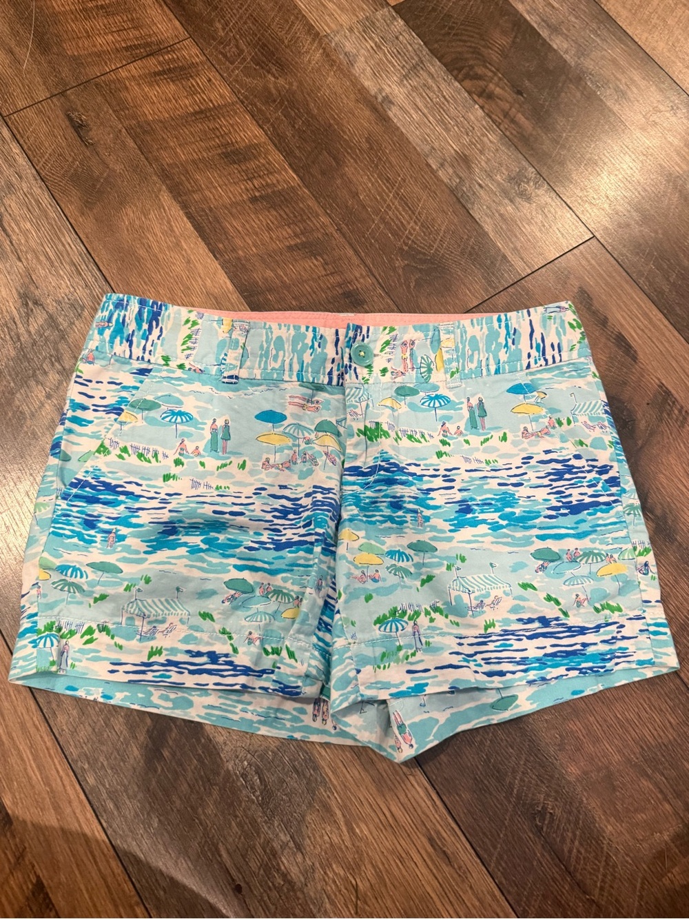 Lilly Pulitzer Blue Beach Print Cotton Shorts